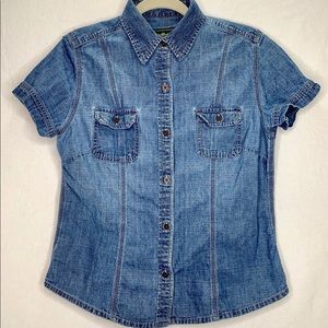 Eddie Bauer Button Down Jean Shirt Size Large